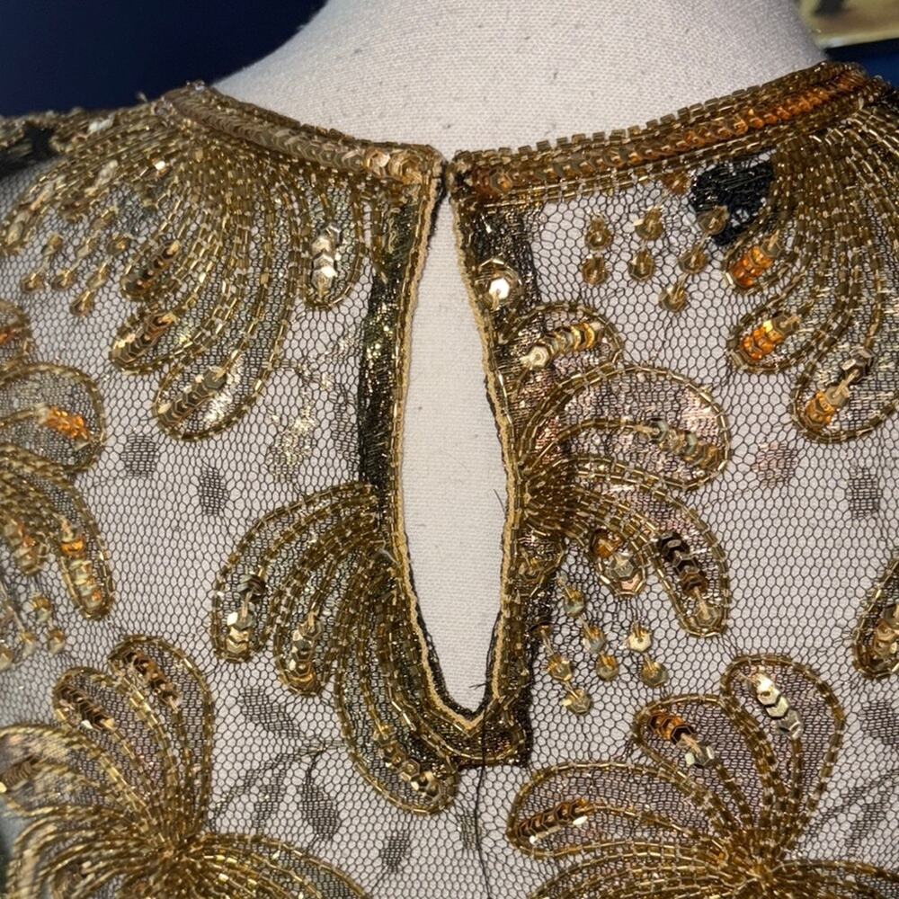 Vintage 1980s Scala Gold & Black Sequin Beaded Blouse – Petite Small – EUC - Picture 7 of 10